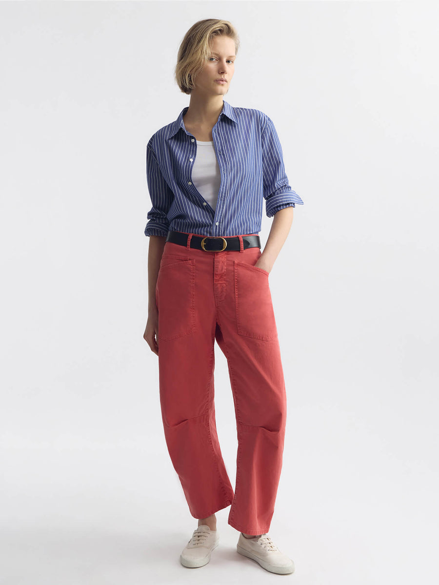 Nili Lotan Raphael Shirt in Dark Navy Stripe