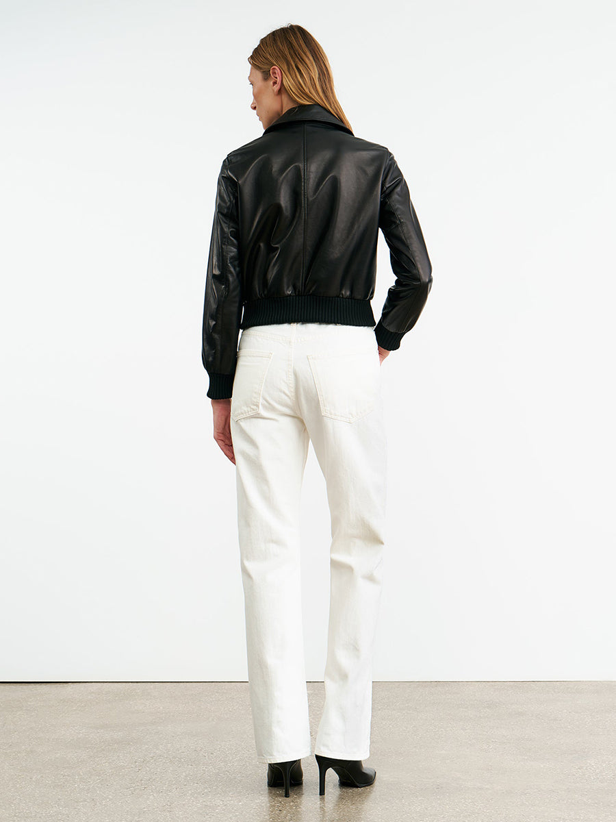 Redley Leather Bomber Jacket in Black