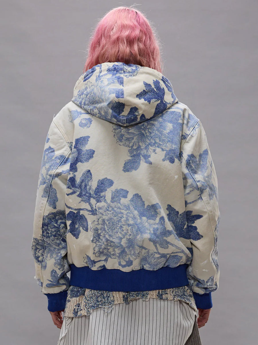 Relaxed Workwear Jacket in Washed Blue Floral