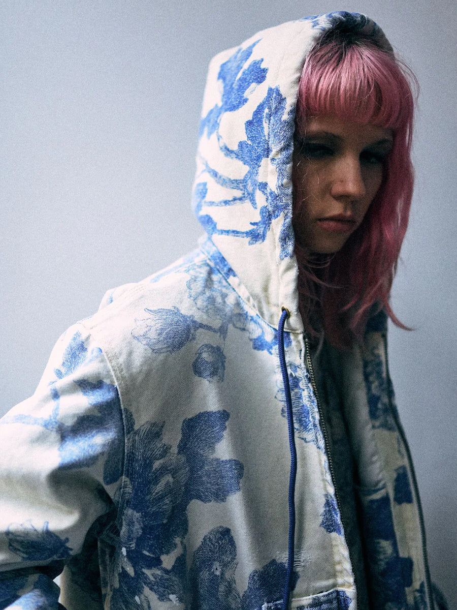 Relaxed Workwear Jacket in Washed Blue Floral