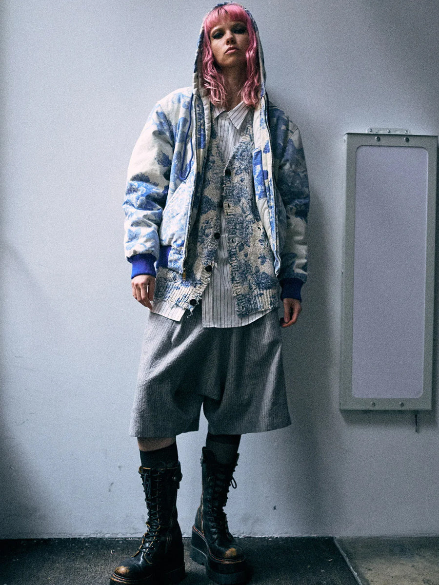 Relaxed Workwear Jacket in Washed Blue Floral