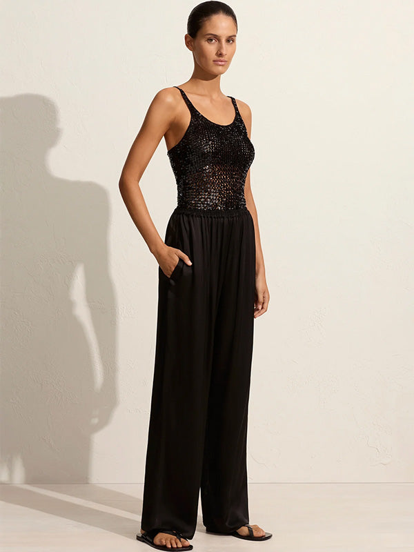 Matteau Relaxed Satin Pant in Black