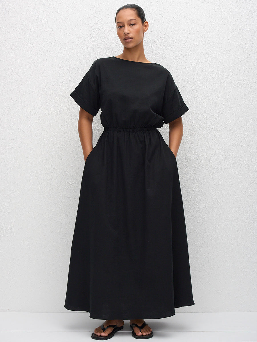 Matteau Relaxed Tee Midi Dress in Black