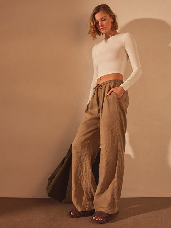 James Perse | Relaxed Wide Leg Pant in Cashew Pigment