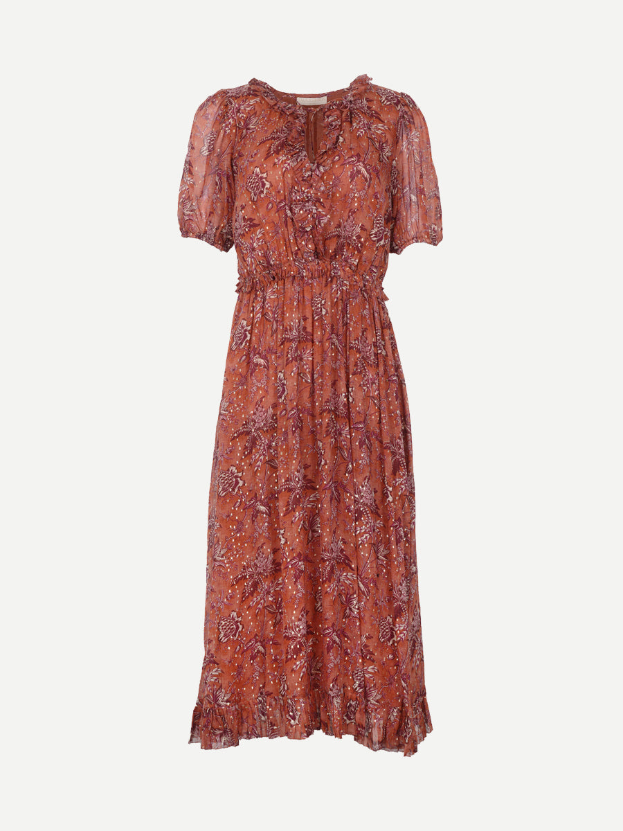 Ulla Johnson Rosamunde Puff Sleeve Dress in Oleander