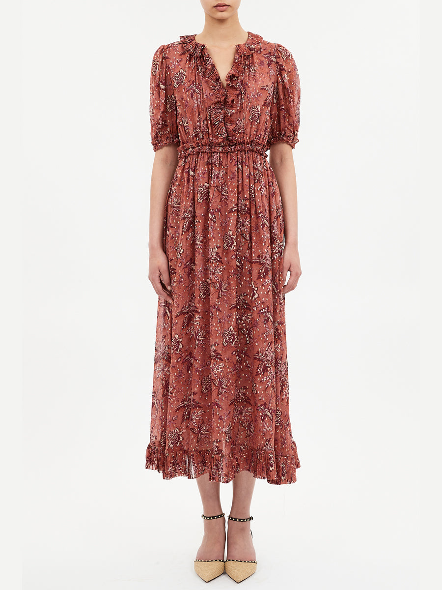 Rosamunde Puff Sleeve Dress in Oleander