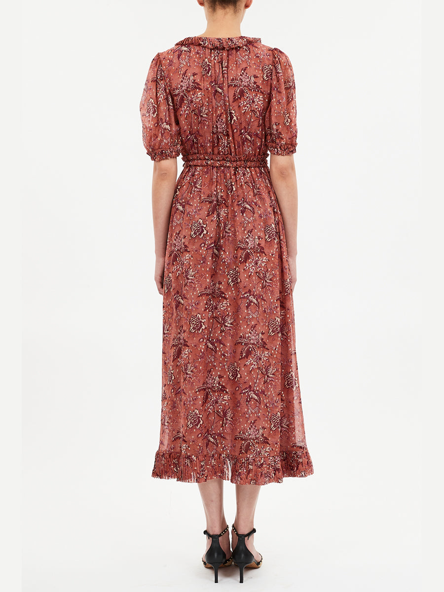 Rosamunde Puff Sleeve Dress in Oleander