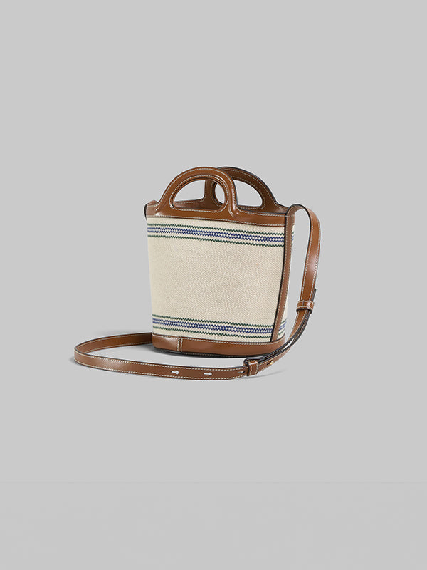 Marni | Tropicalia Small Bucket Bag in Stripe Canvas