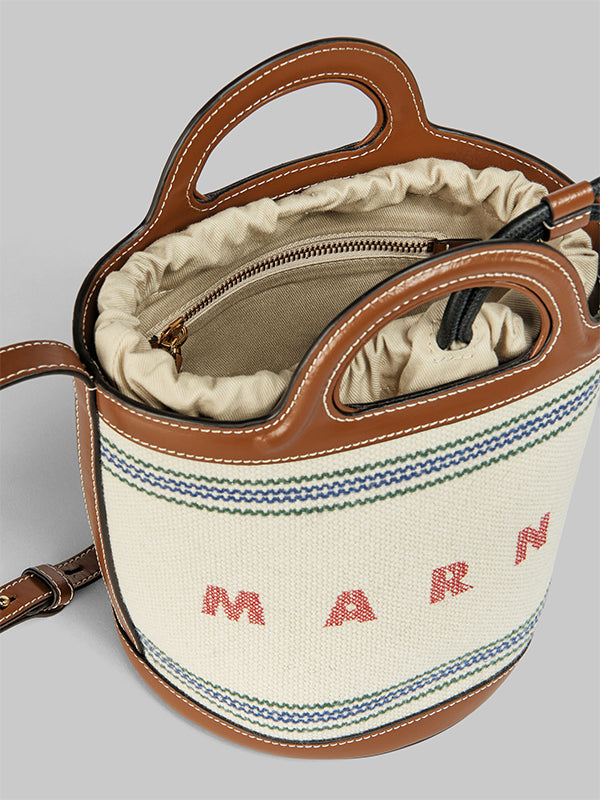 Marni | Tropicalia Small Bucket Bag in Stripe Canvas