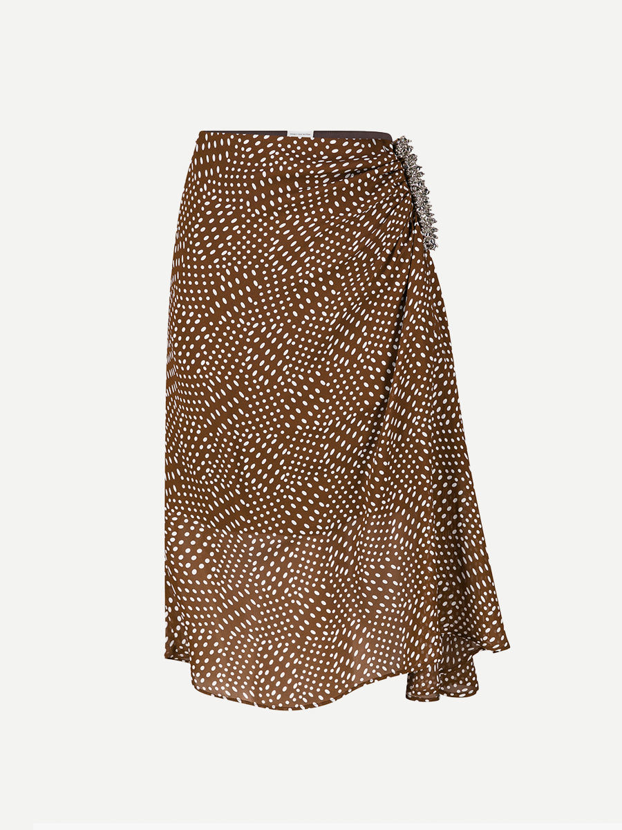 Dries Van Noten Sovora Embellished Skirt in Brown