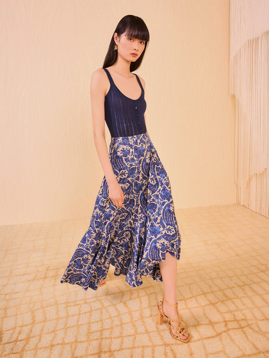 Sabina Faux Wrap Skirt in Ocean