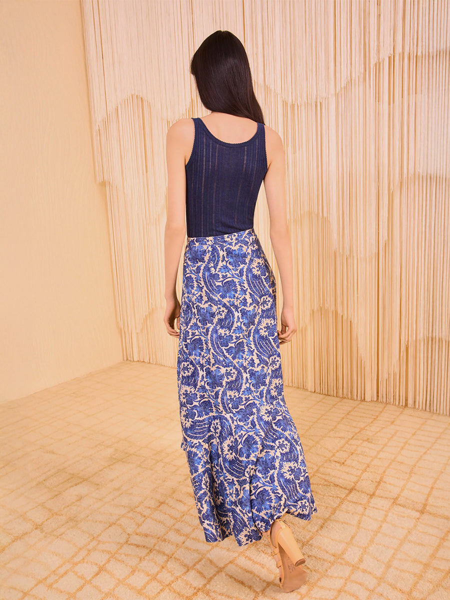 Sabina Faux Wrap Skirt in Ocean