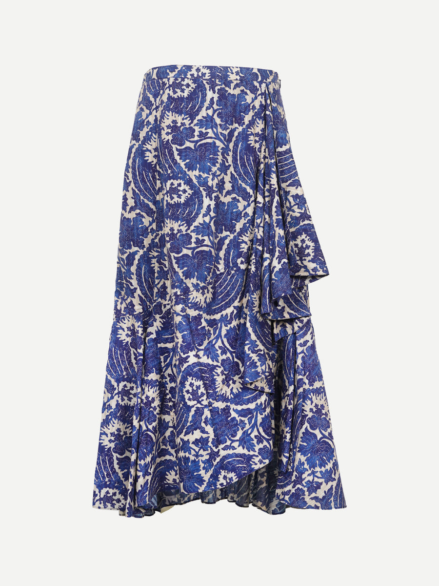 Ulla Johnson Sabina Faux Wrap Skirt in Ocean