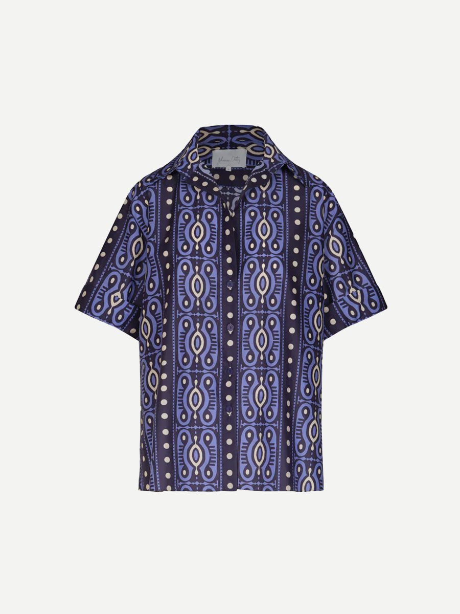 Johanna Ortiz Salty Promises Shirt in Navy/Ecru