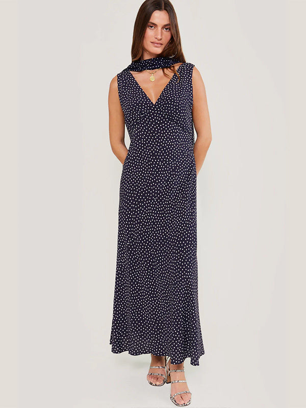 Rixo | Sandrine Dress in Mini Navy Polka Dot