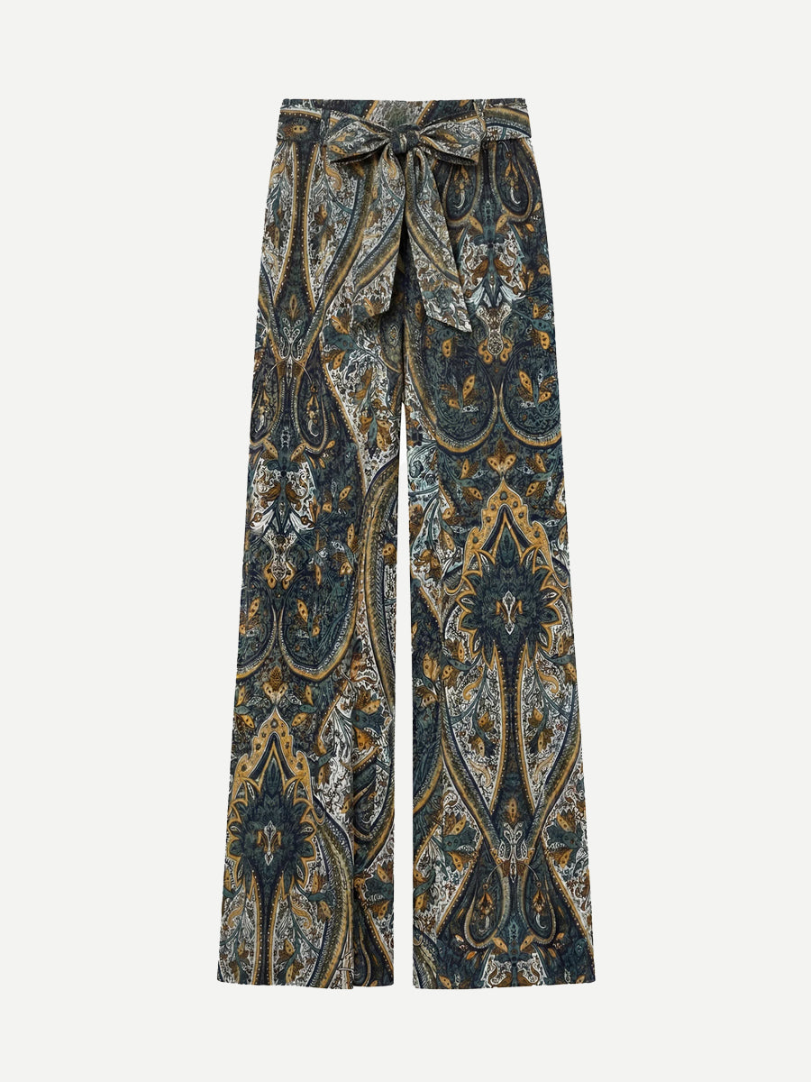Sawyer Wide Leg Silk Pant in Prussian