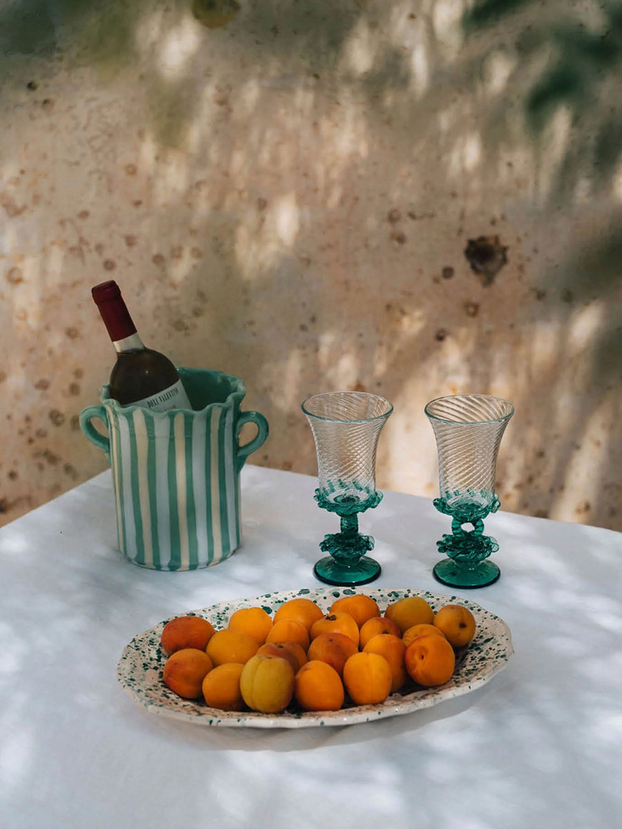 Alex and Trahanas Scalloped Ceramic Wine Cooler in Mint