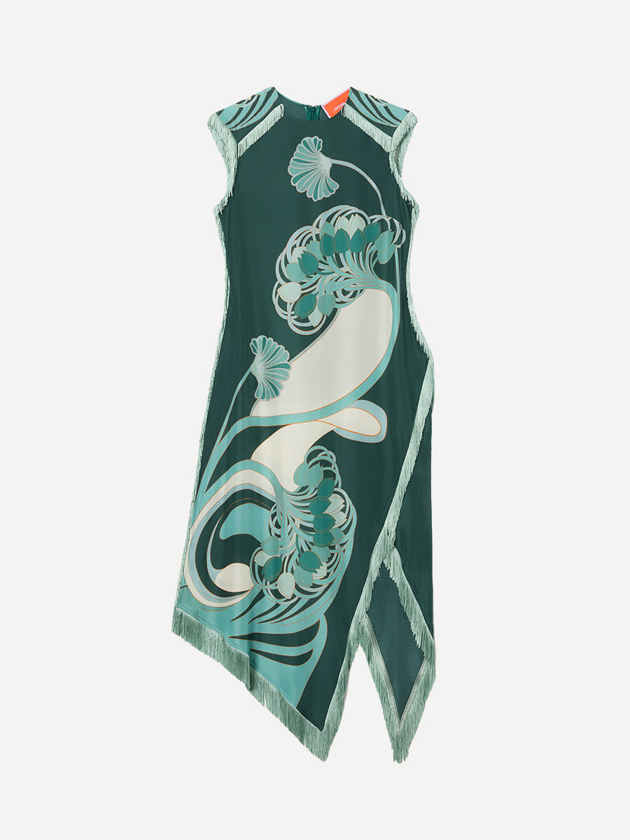 La DoubleJ Scarf Dress in Dark Green Tulip