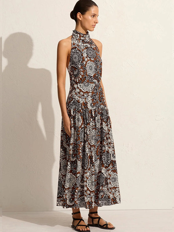Matteau | Scarf Halter Dress in Dahlia