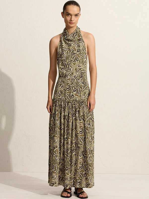 Matteau Scarf Halter Dress in Paisley