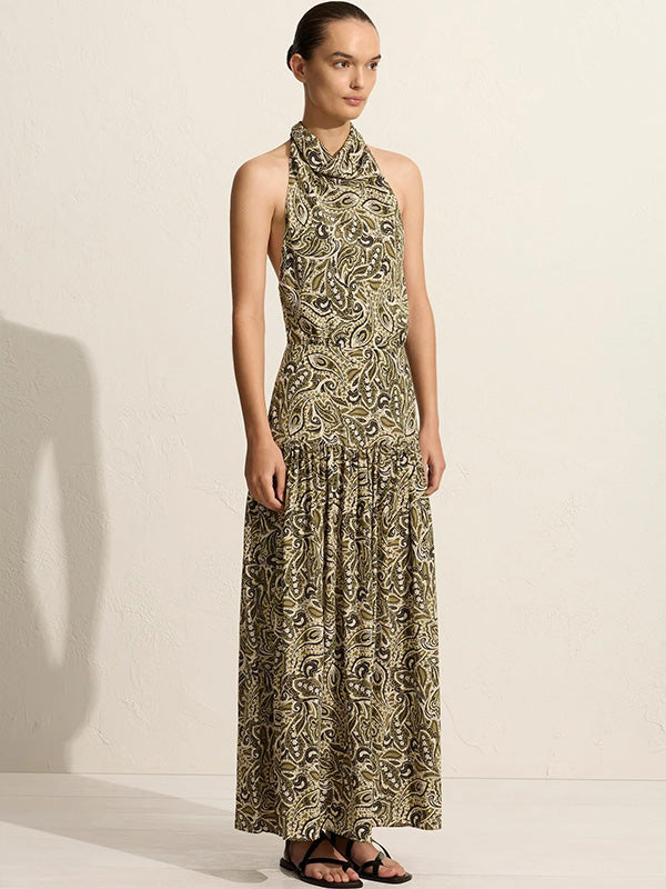 Matteau Scarf Halter Dress in Paisley