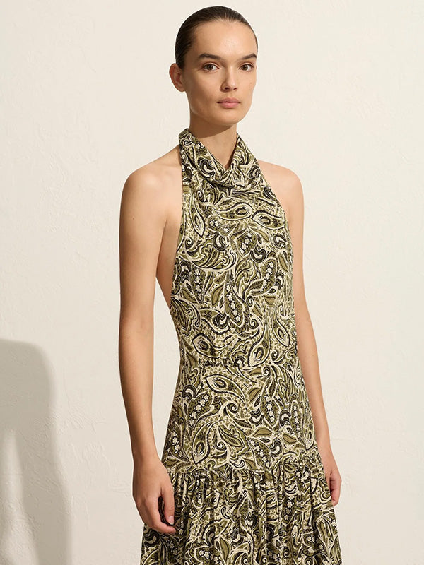 Matteau Scarf Halter Dress in Paisley