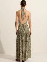 Matteau Scarf Halter Dress in Paisley