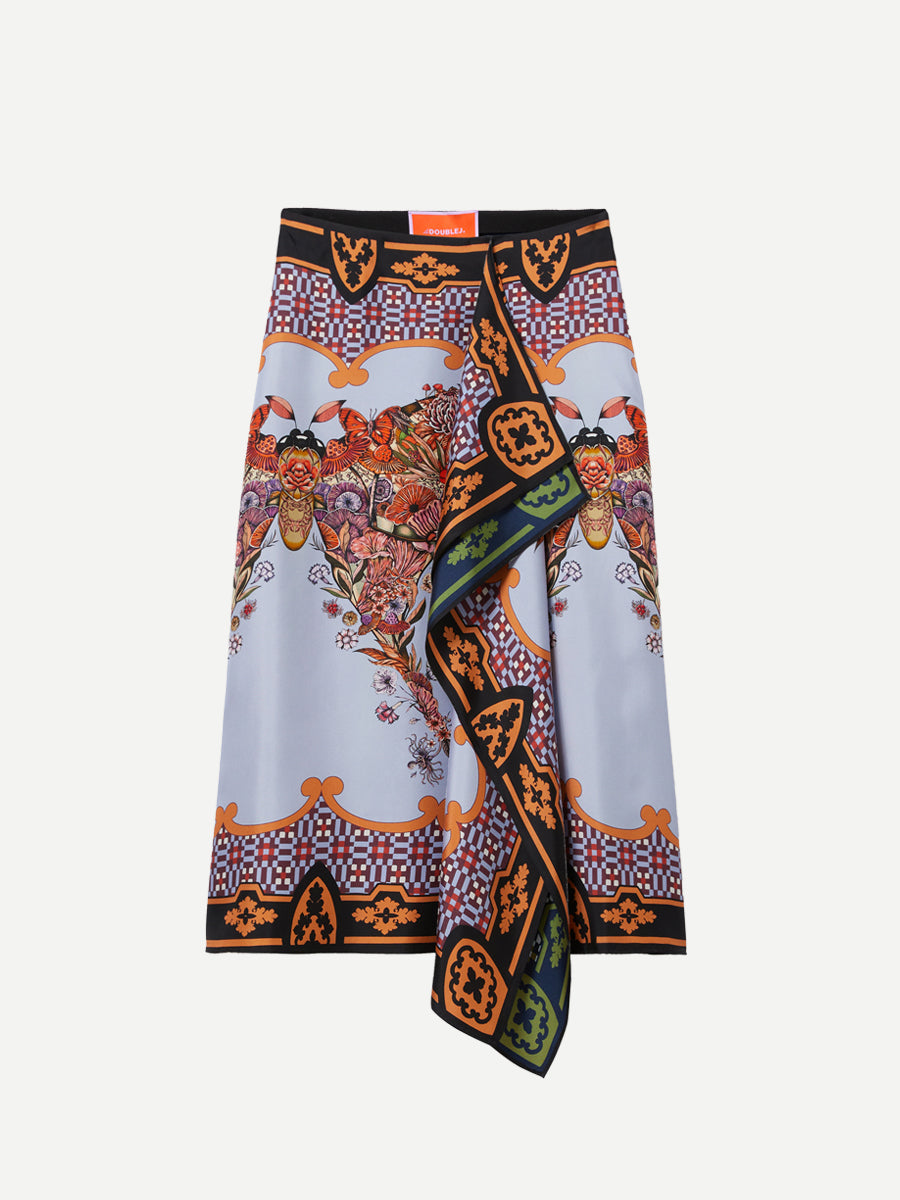 La DoubleJ Scarf Skirt in Mariposa Placee Celeste
