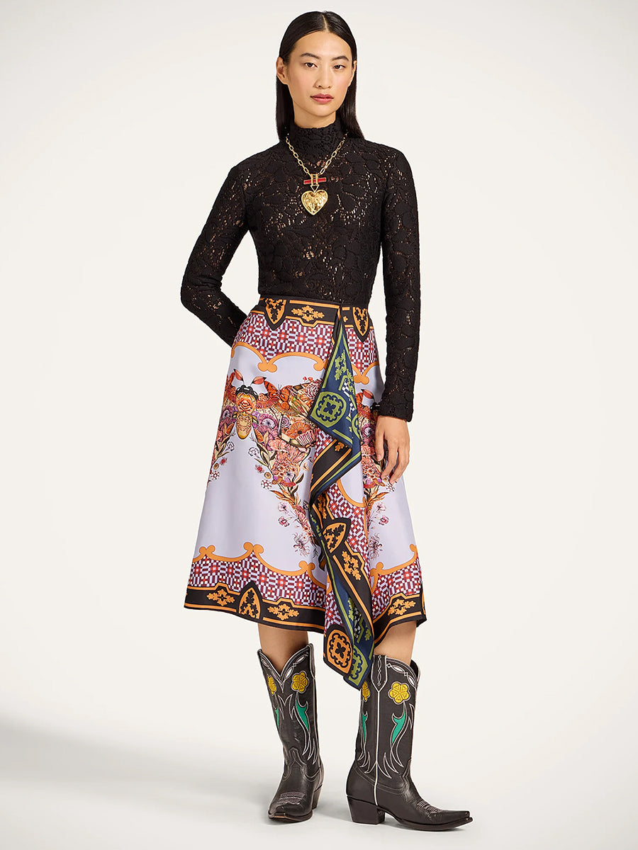 La DoubleJ Scarf Skirt in Mariposa Placee Celeste