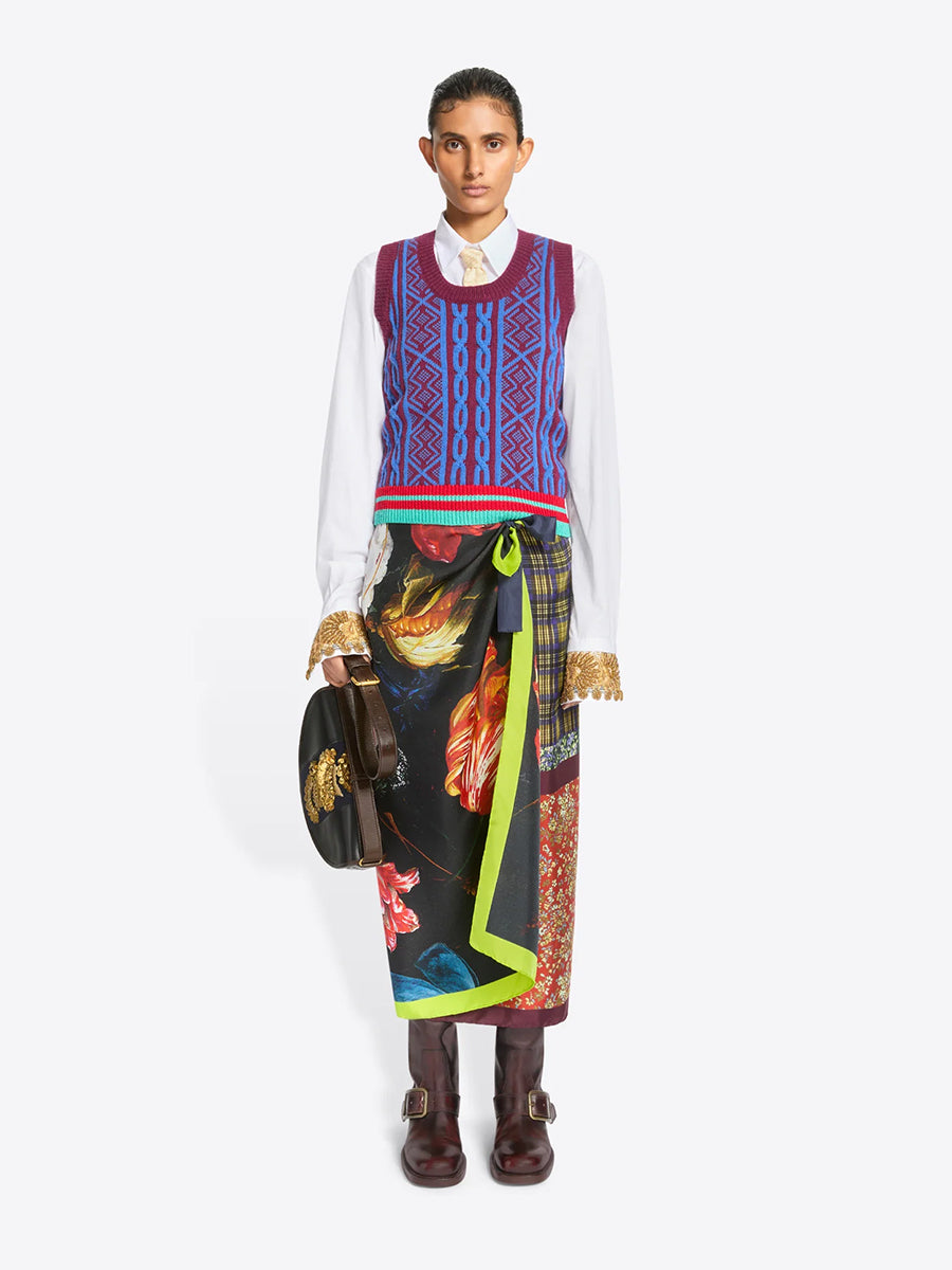 Scarfy Long Skirt in Dessin D