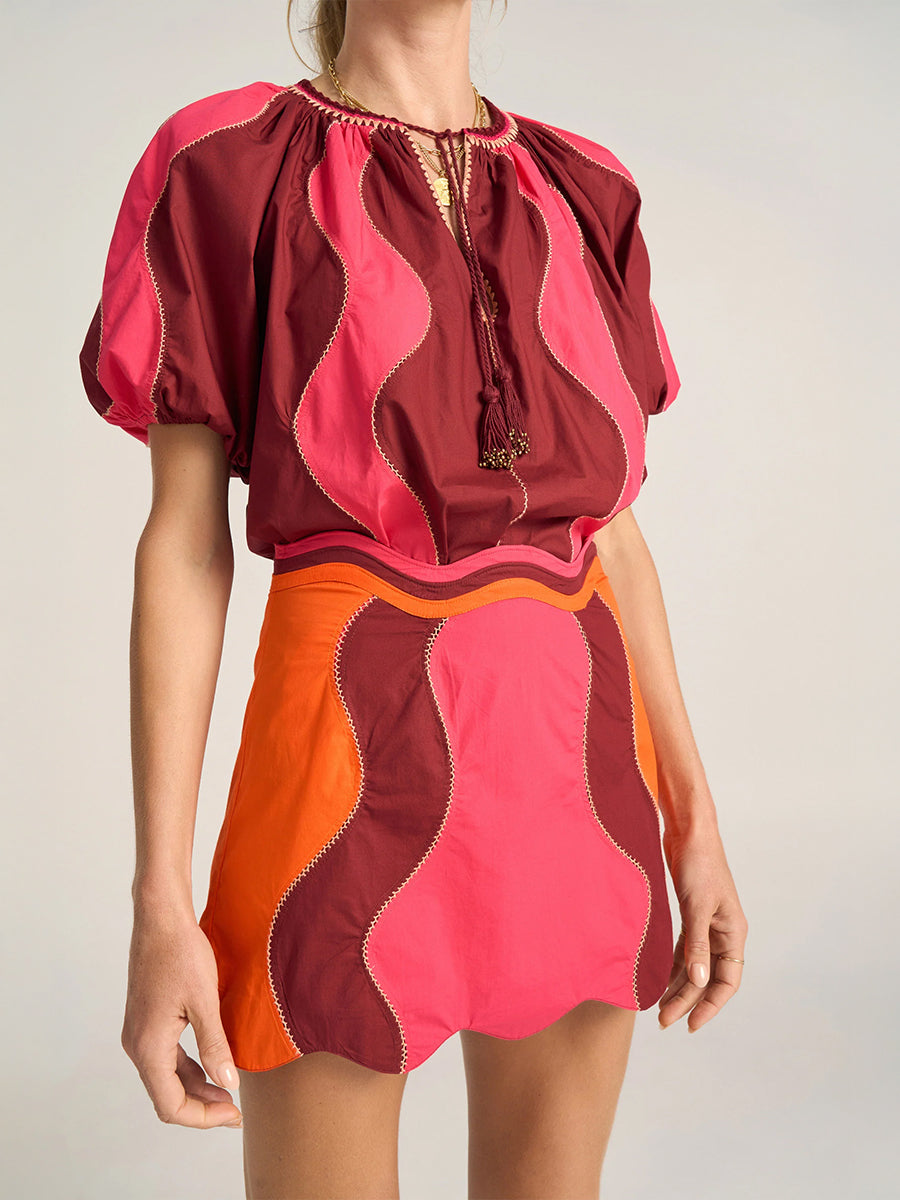 Ilio Nema Scilla Skirt in Pink and Red