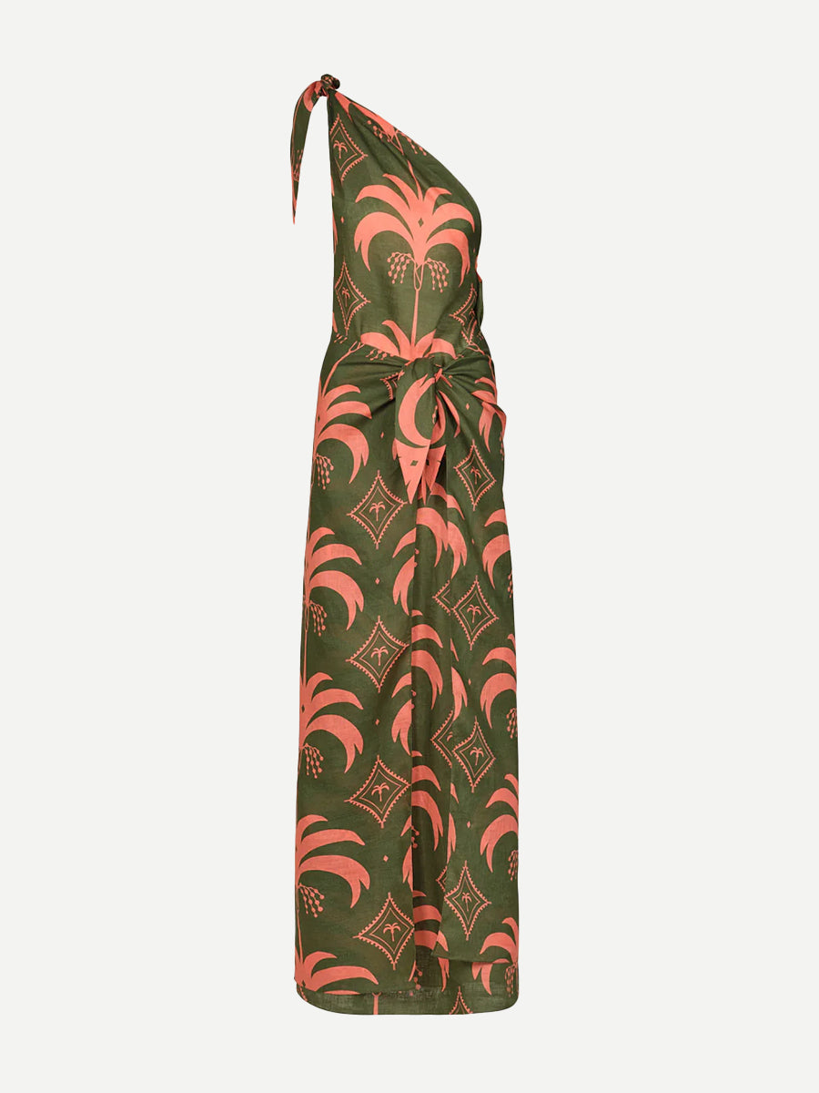 Johanna Ortiz Seaweed Dress in Green/Peach