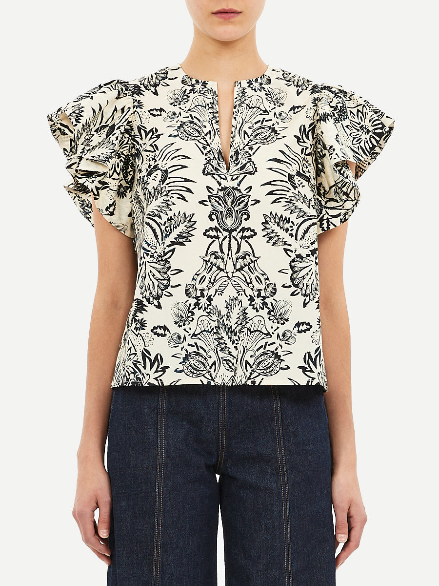 Severine Top in Ivory Floral