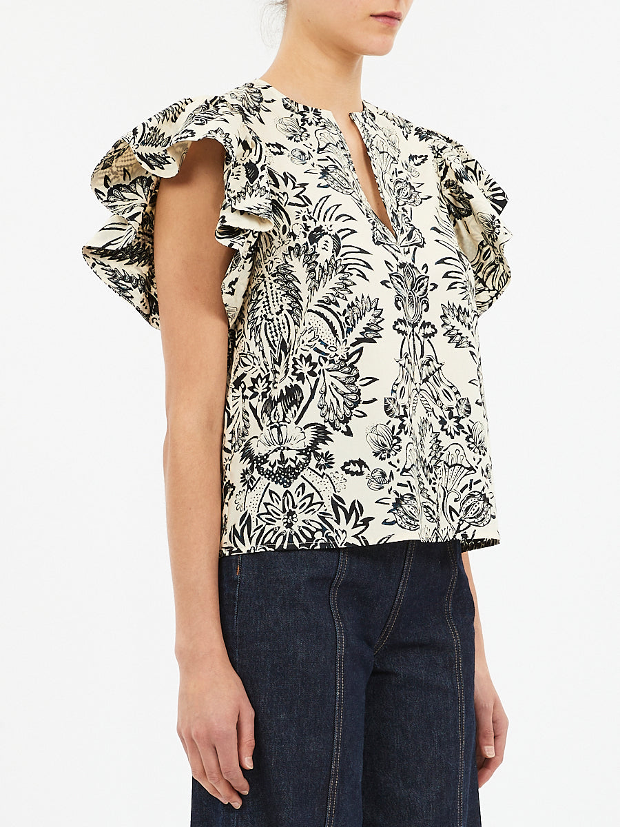 Severine Top in Ivory Floral