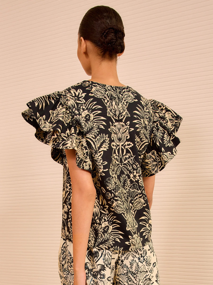 Severine Top in Noir Floral