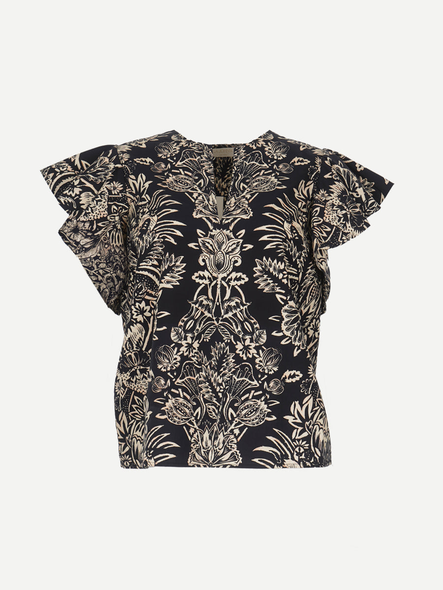 Ulla Johnson Severine Top in Noir Floral
