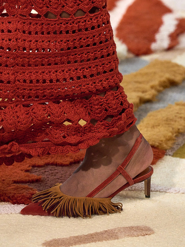 Ulla Johnson Shira Fringe Sling Back in Sierra