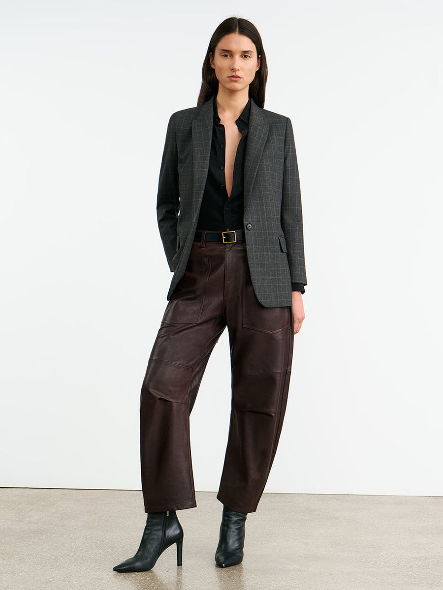 Nili Lotan | Shon Leather Pant in Dark Brown