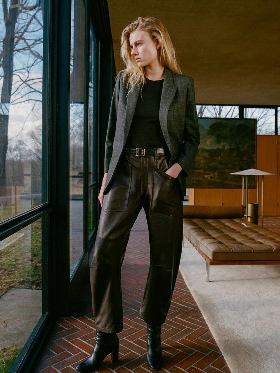Shon Leather Pant in Dark Brown