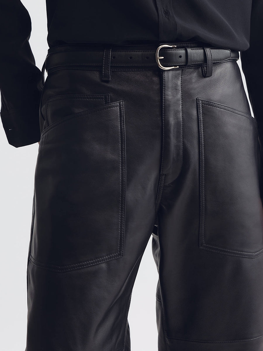 Shon Leather Pant in Midnight