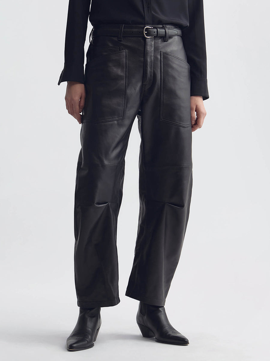 Shon Leather Pant in Midnight
