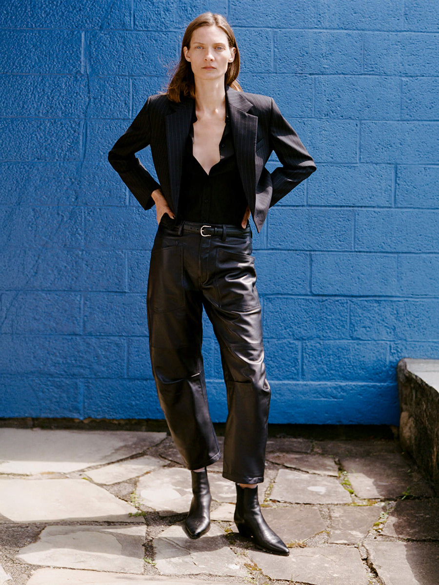 Shon Leather Pant in Midnight