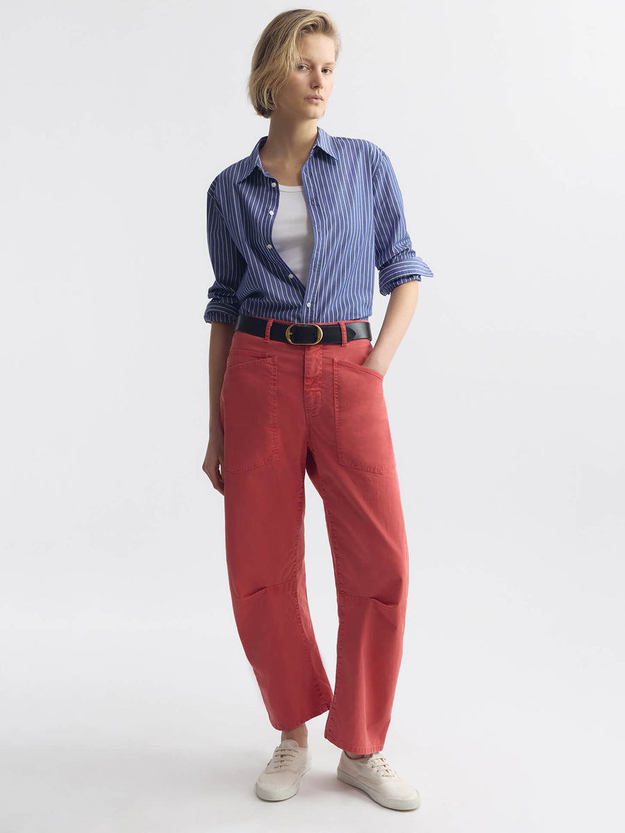 Nili Lotan Shon Pant in Vintage Faded Red Wash