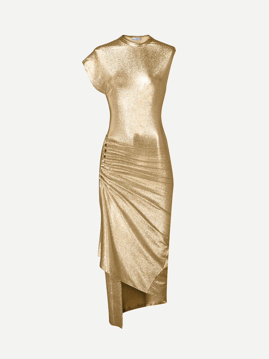Rabanne Short Sleeve Dress in Gold