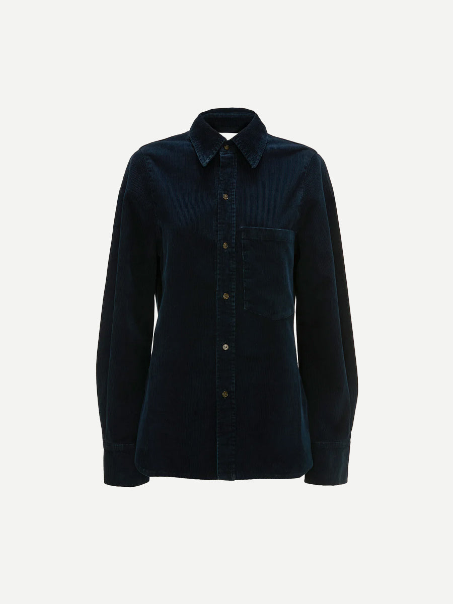 Victoria Beckham Shoulder Detail Slim Shirt in Dark Indigo