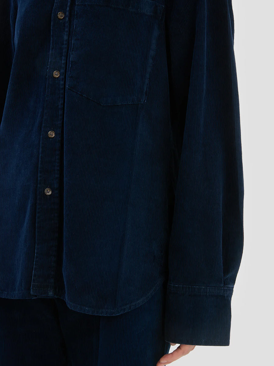 Victoria Beckham Shoulder Detail Slim Shirt in Dark Indigo