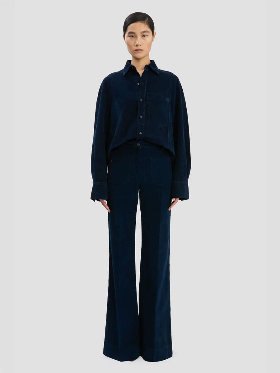 Victoria Beckham Shoulder Detail Slim Shirt in Dark Indigo