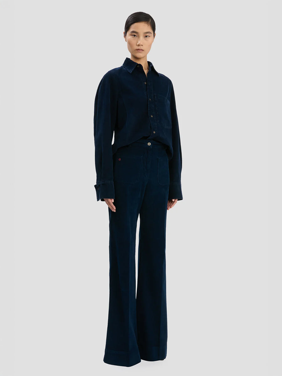 Victoria Beckham Shoulder Detail Slim Shirt in Dark Indigo