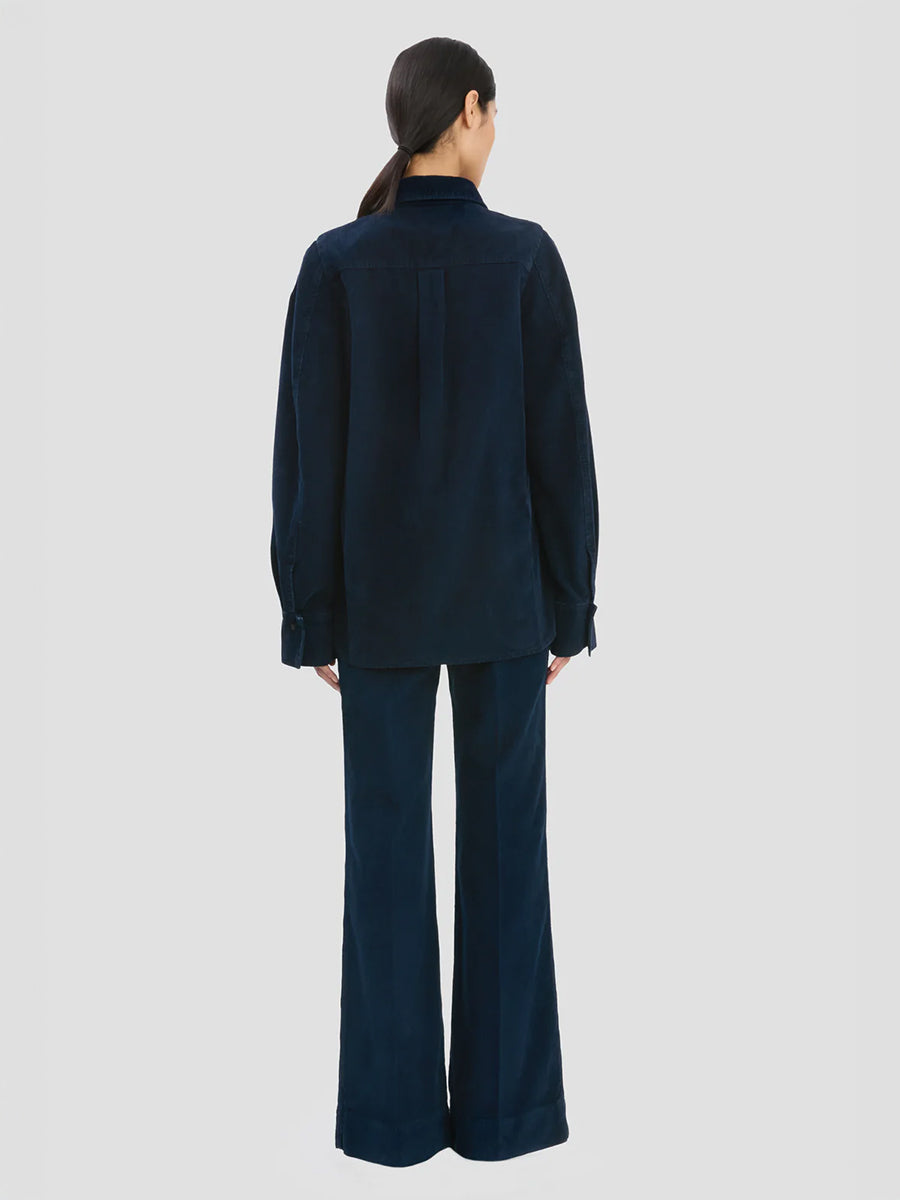Victoria Beckham Shoulder Detail Slim Shirt in Dark Indigo