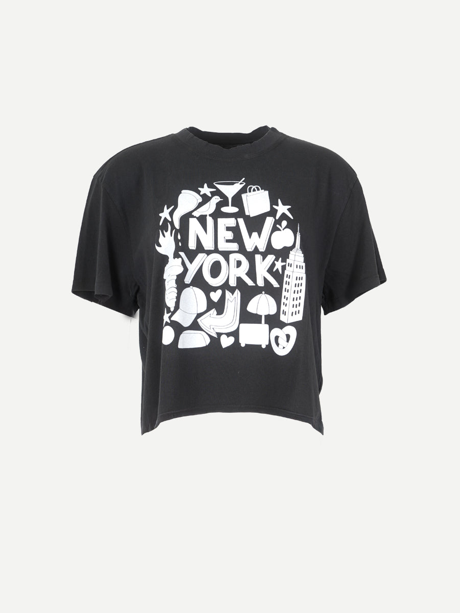 Askk NY Shrunken Boy Tee New York in Black